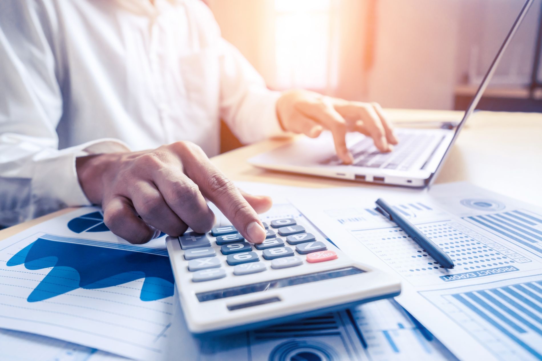 Businessman analyze data of stock market research.