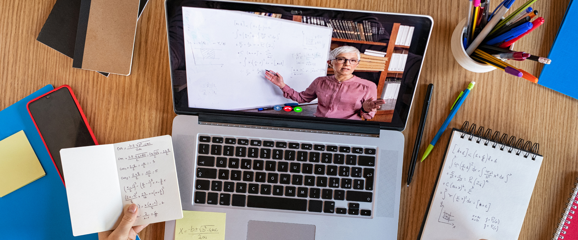Student learning at home with online lesson